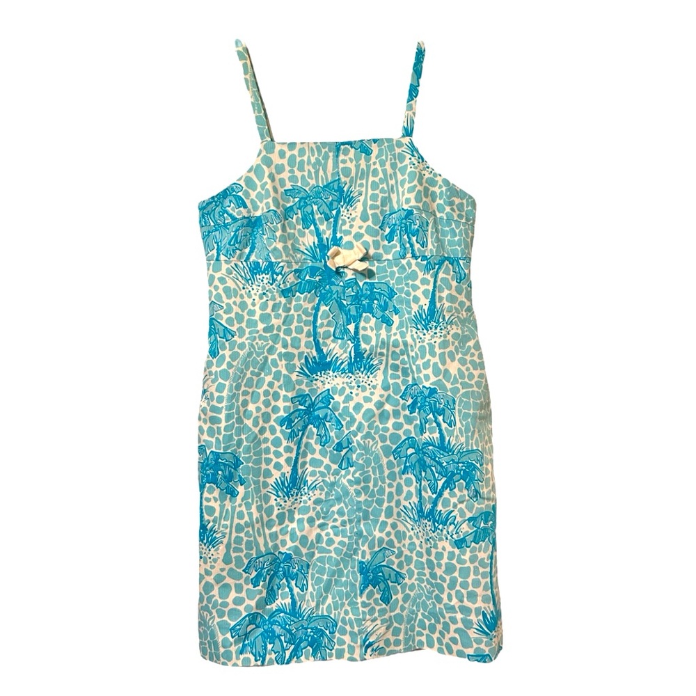 Lilly Pulitzer spaghetti strap dress giraffe palm tree print—size 10